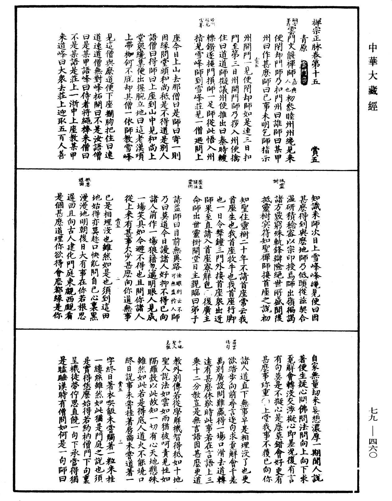 禪宗正脉《中華大藏經》_第79冊_第460頁