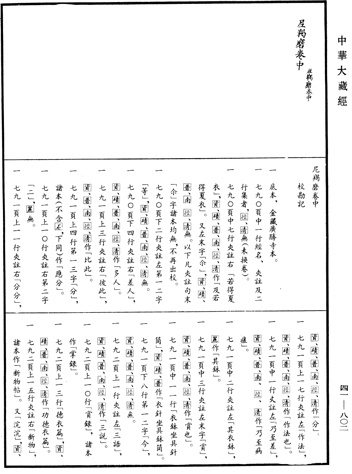 尼羯磨《中華大藏經》_第41冊_第802頁