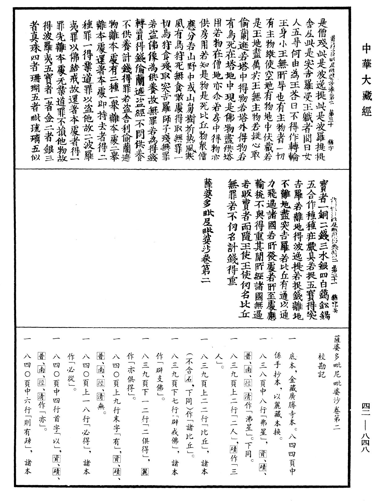 薩婆多毗尼毗婆沙《中華大藏經》_第42冊_第848頁