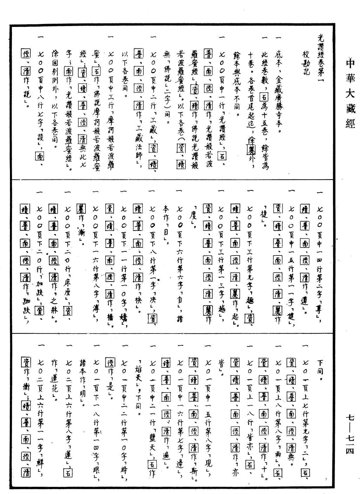 光讚般若波羅蜜經《中華大藏經》_第7冊_第0714頁