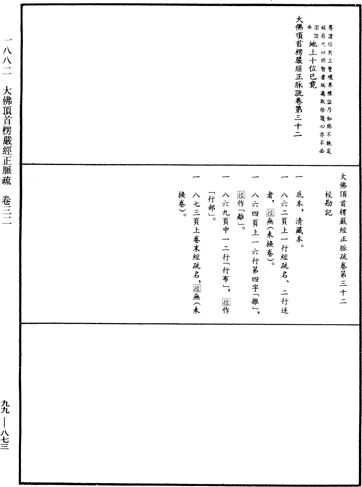 大佛顶首楞严经正脉疏《中华大藏经》_第99册_第873页