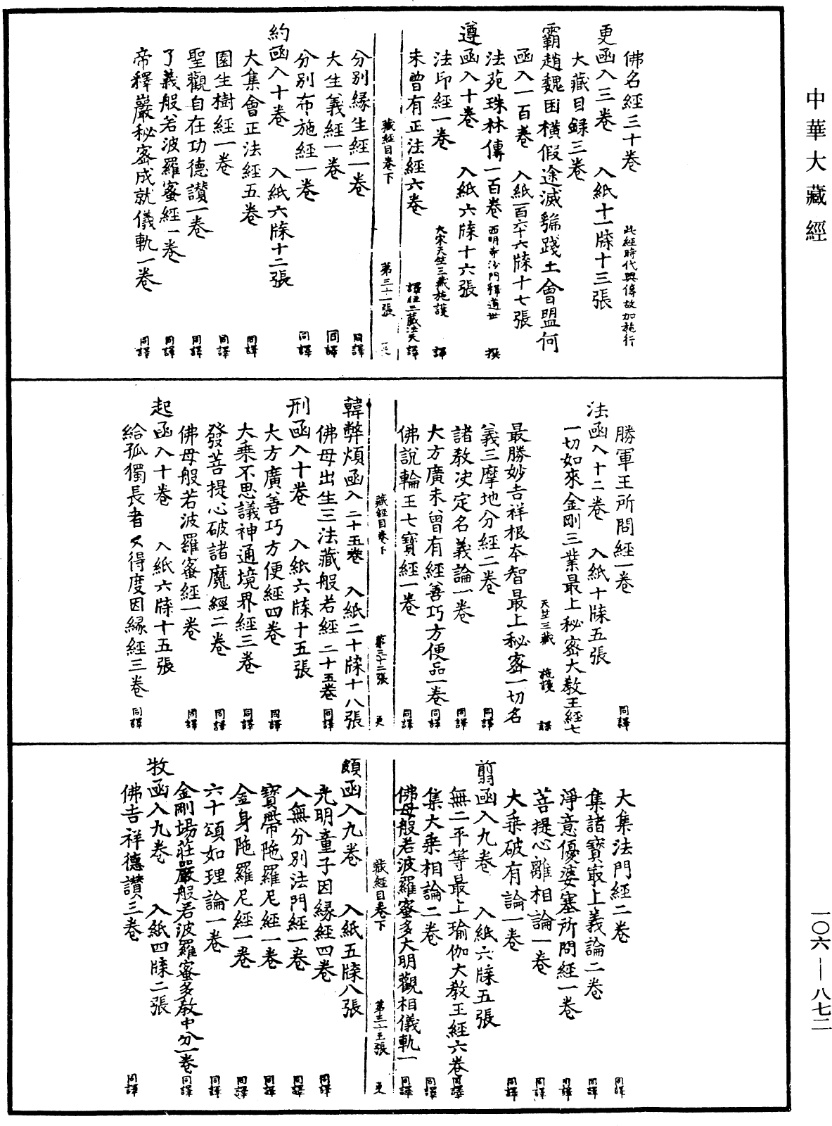 大藏目錄《中華大藏經》_第106冊_第872頁