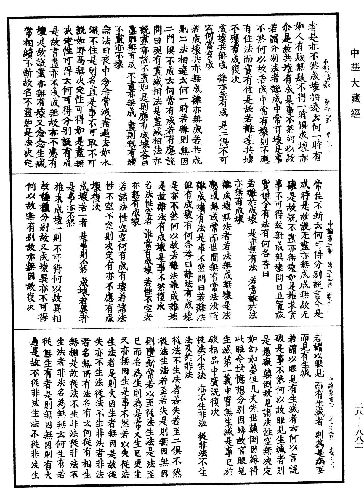 中論《中華大藏經》_第28冊_第0882頁