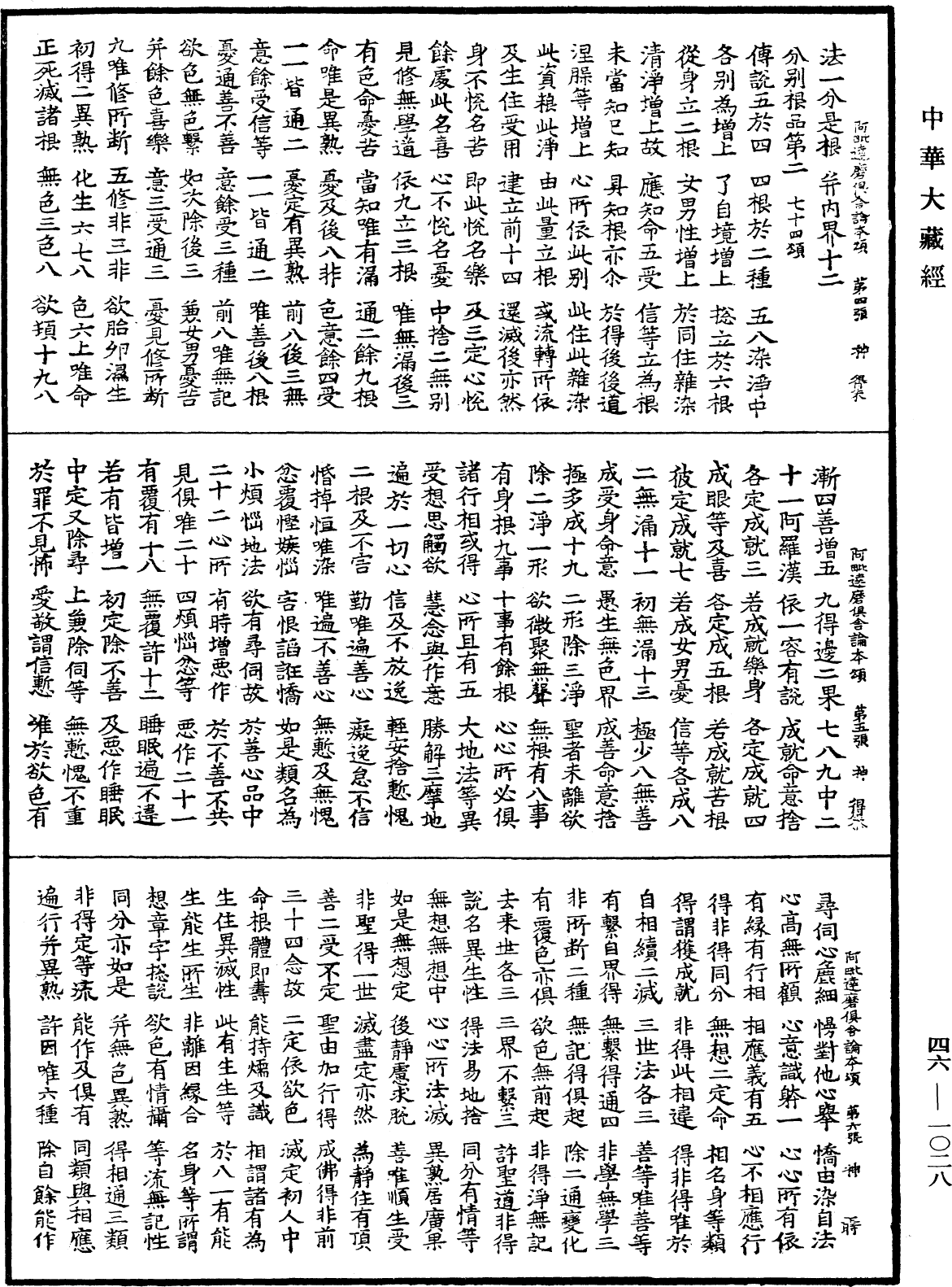 阿毗達磨俱舍論本頌《中華大藏經》_第46冊_第1028頁