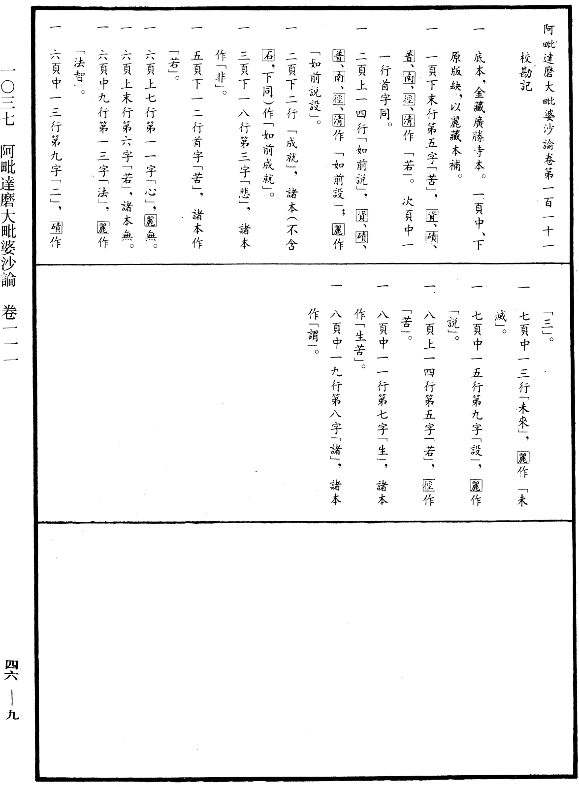 阿毗達磨大毗婆沙論《中華大藏經》_第46冊_第0009頁111