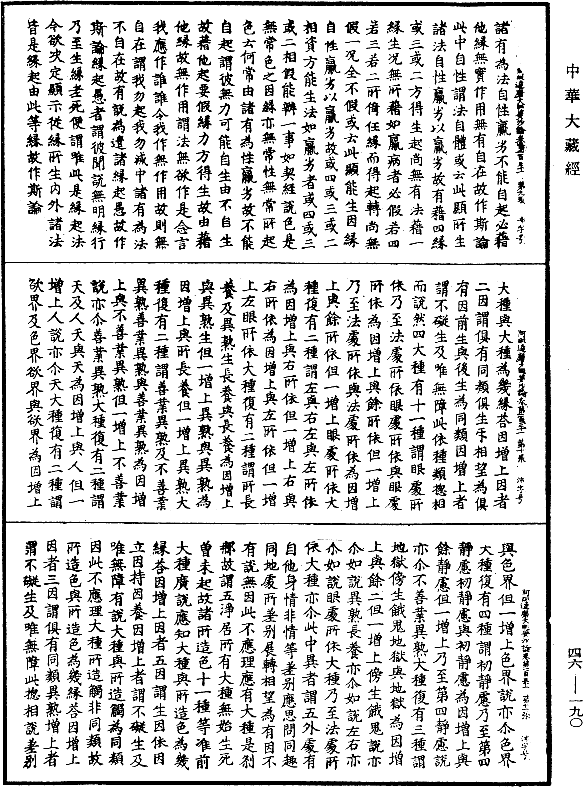 阿毗達磨大毗婆沙論《中華大藏經》_第46冊_第0190頁