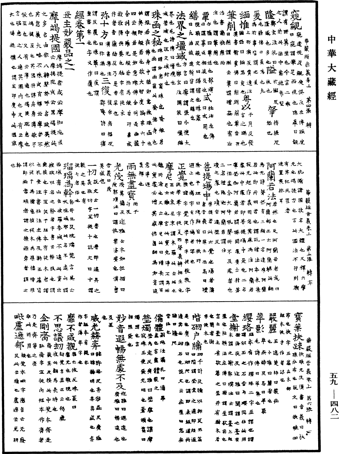 新譯大方廣佛華嚴經音義(別本)《中華大藏經》_第59冊_第0482頁