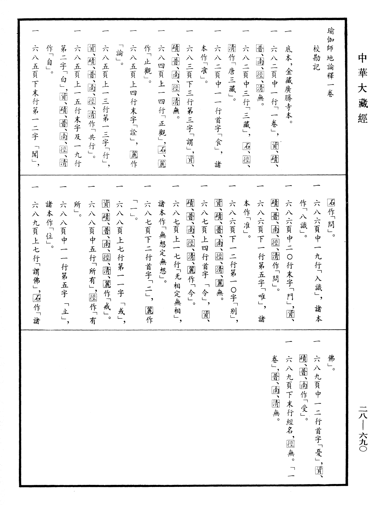 瑜伽師地論釋《中華大藏經》_第28冊_第0690頁