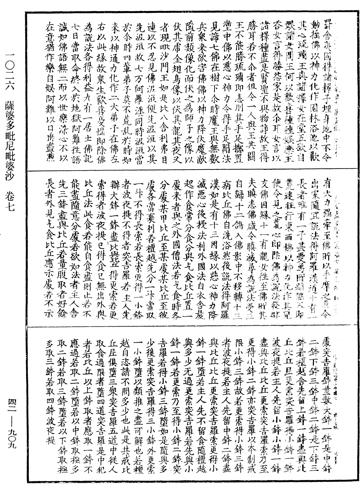 薩婆多毗尼毗婆沙《中華大藏經》_第42冊_第909頁