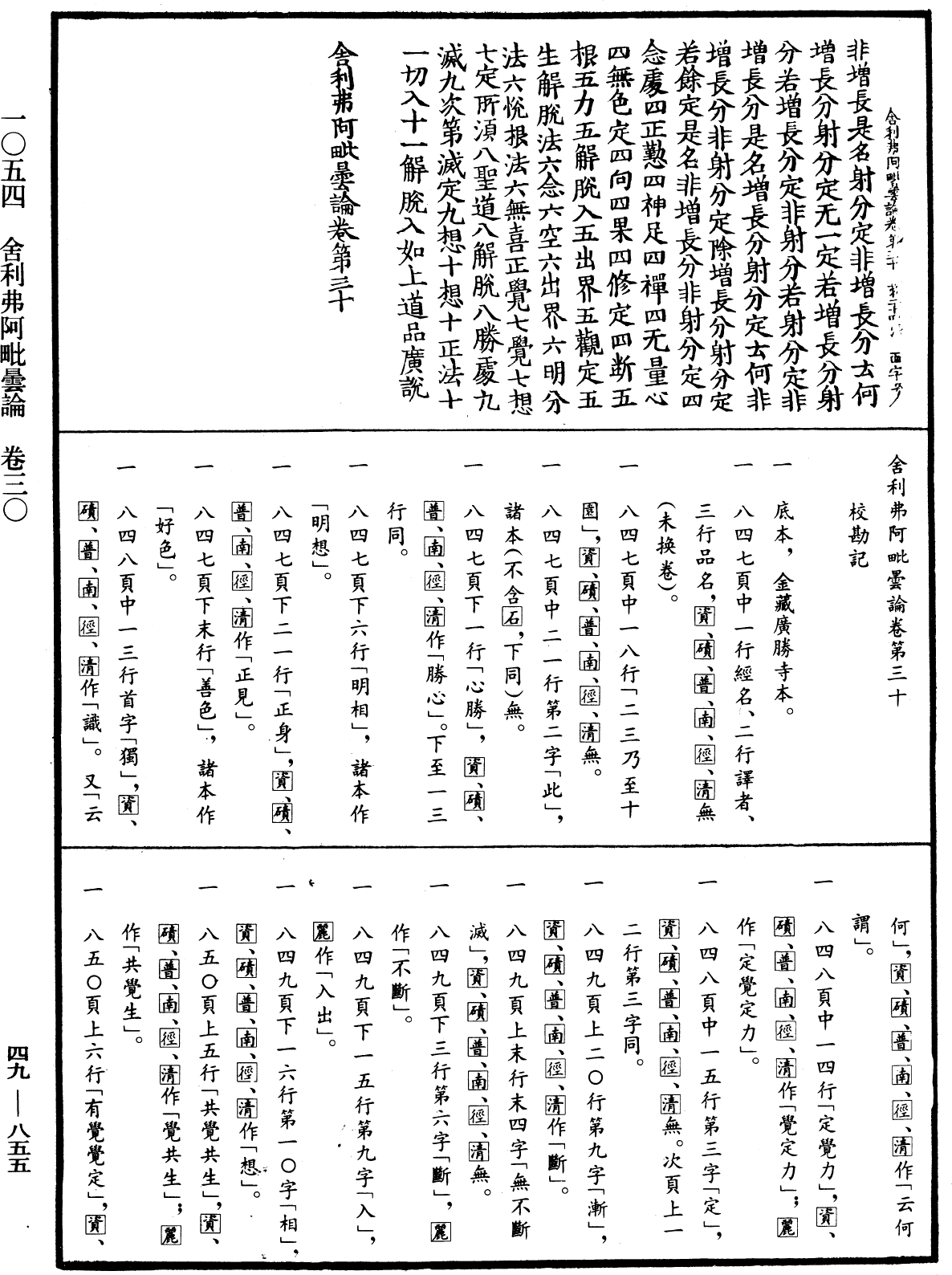 舍利弗阿毗曇論《中華大藏經》_第49冊_第0855頁