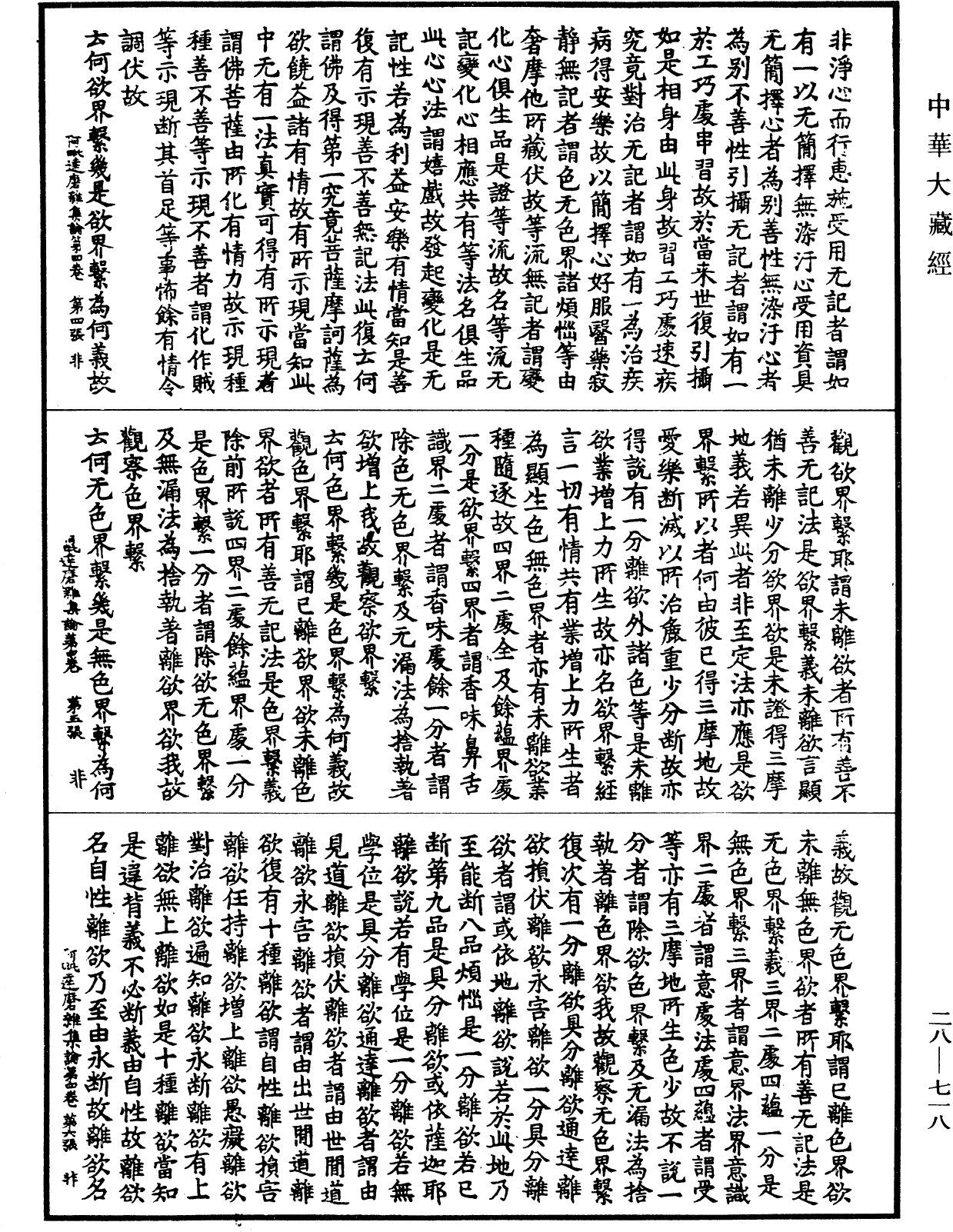 大乘阿毗達磨雜集論《中華大藏經》_第28冊_第0718頁