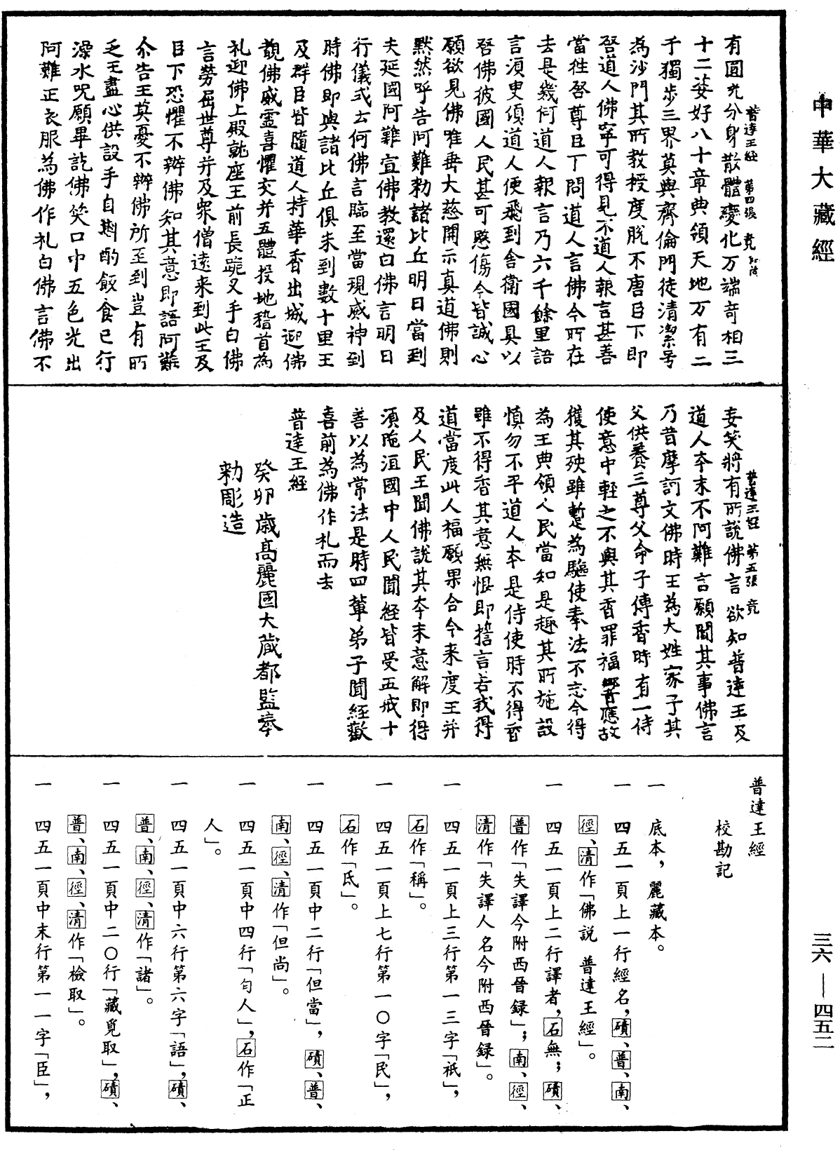 普達王經《中華大藏經》_第36冊_第0452頁