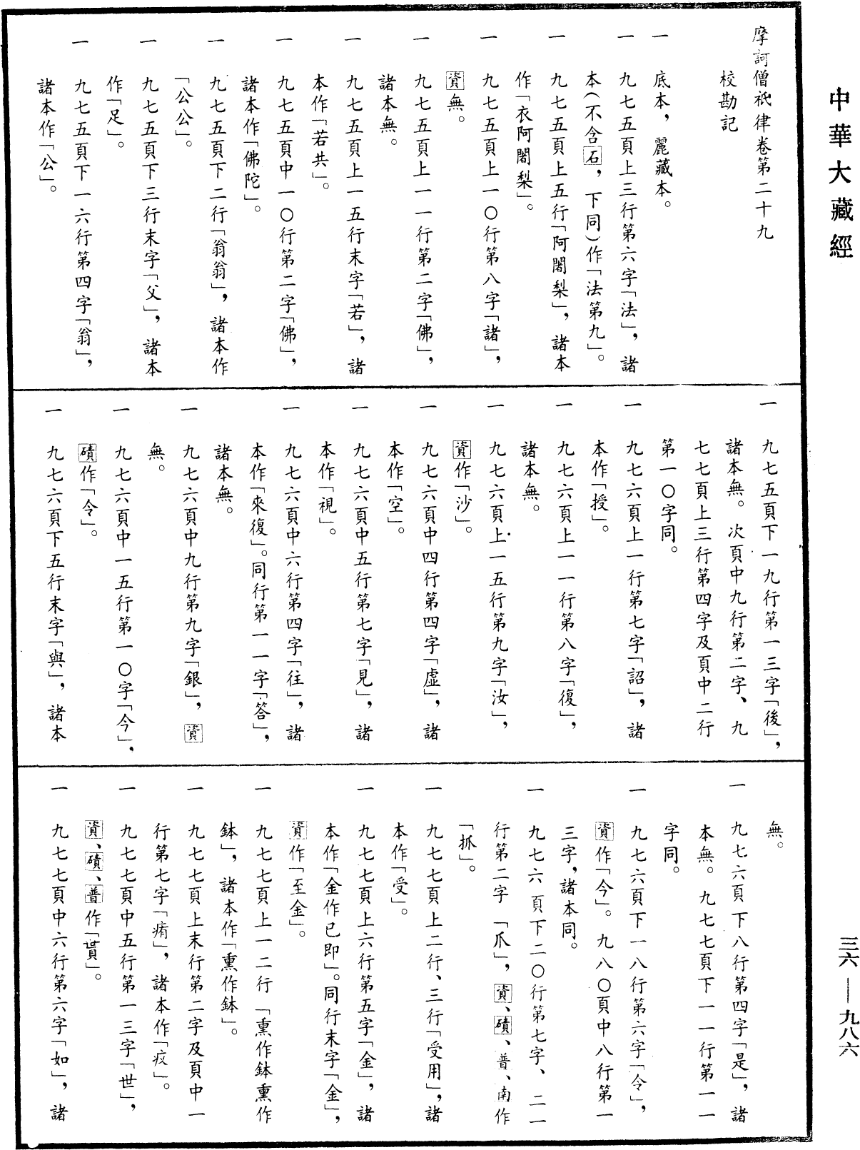 摩訶僧祇律《中華大藏經》_第36冊_第0986頁