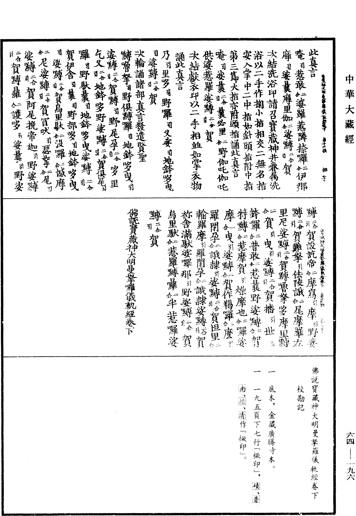 佛說寶藏神大明曼拏羅儀軌經《中華大藏經》_第64冊_第0196頁