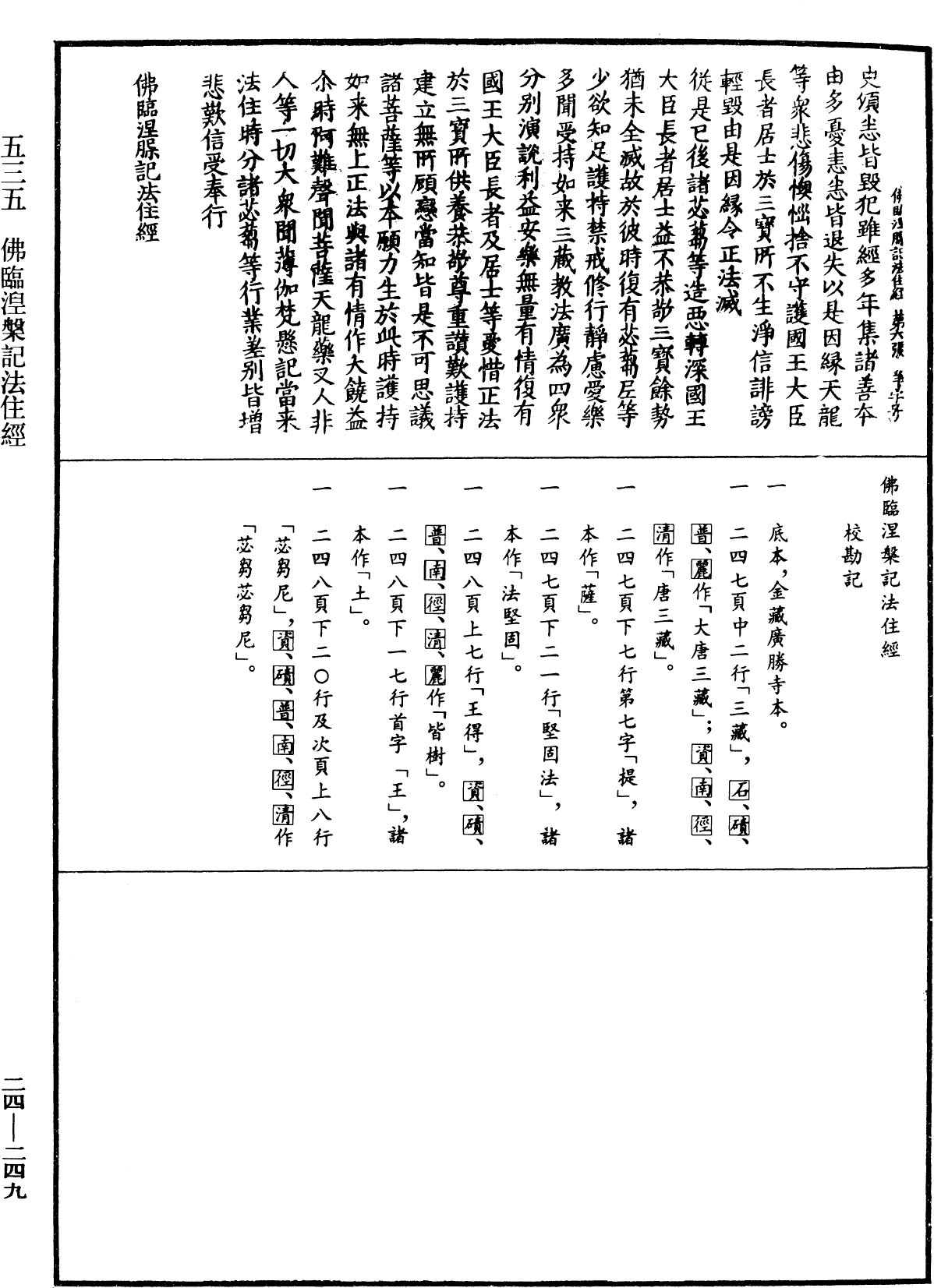 佛臨涅槃記法住經《中華大藏經》_第24冊_第249頁