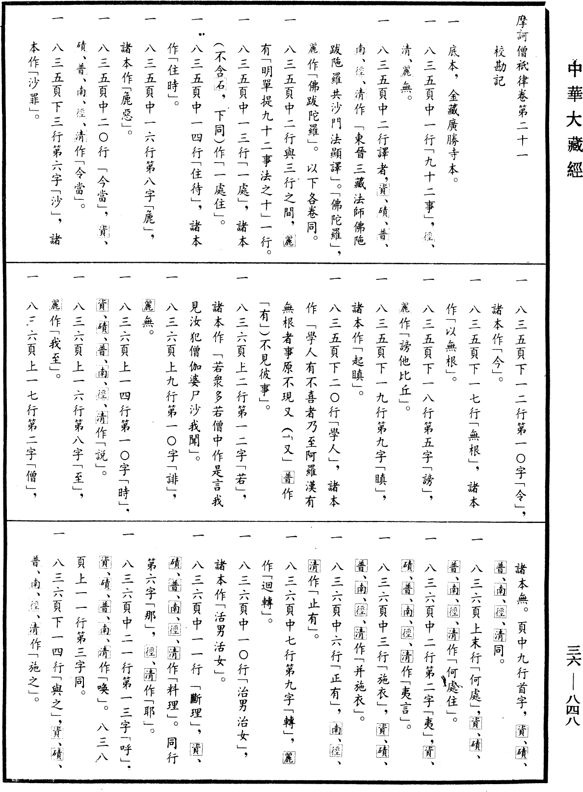 摩訶僧祇律《中華大藏經》_第36冊_第0848頁