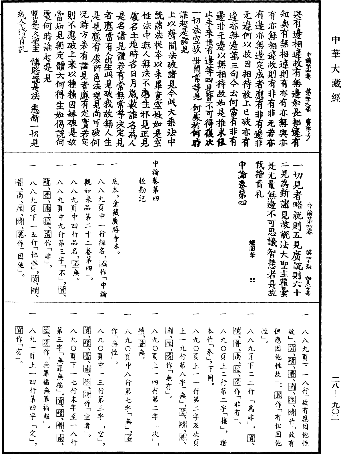 中論《中華大藏經》_第28冊_第0902頁