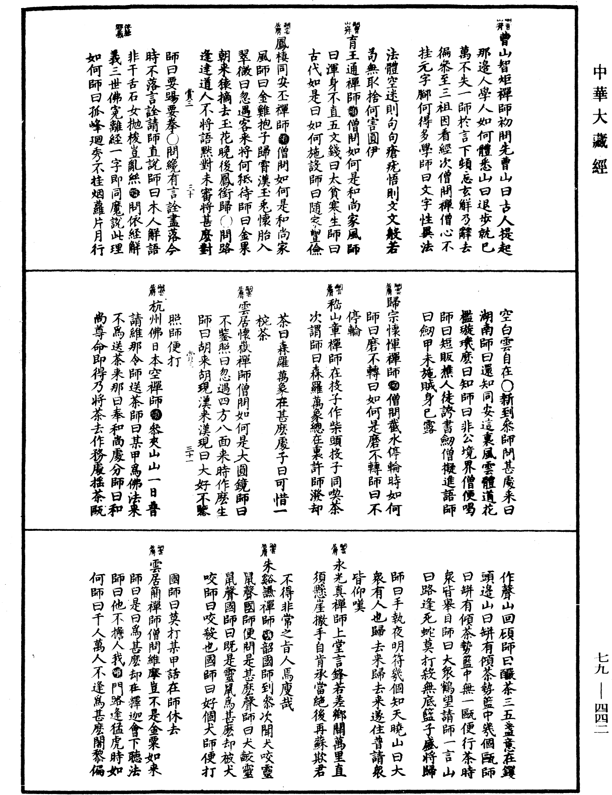 禅宗正脉《中华大藏经》_第79册_第442页