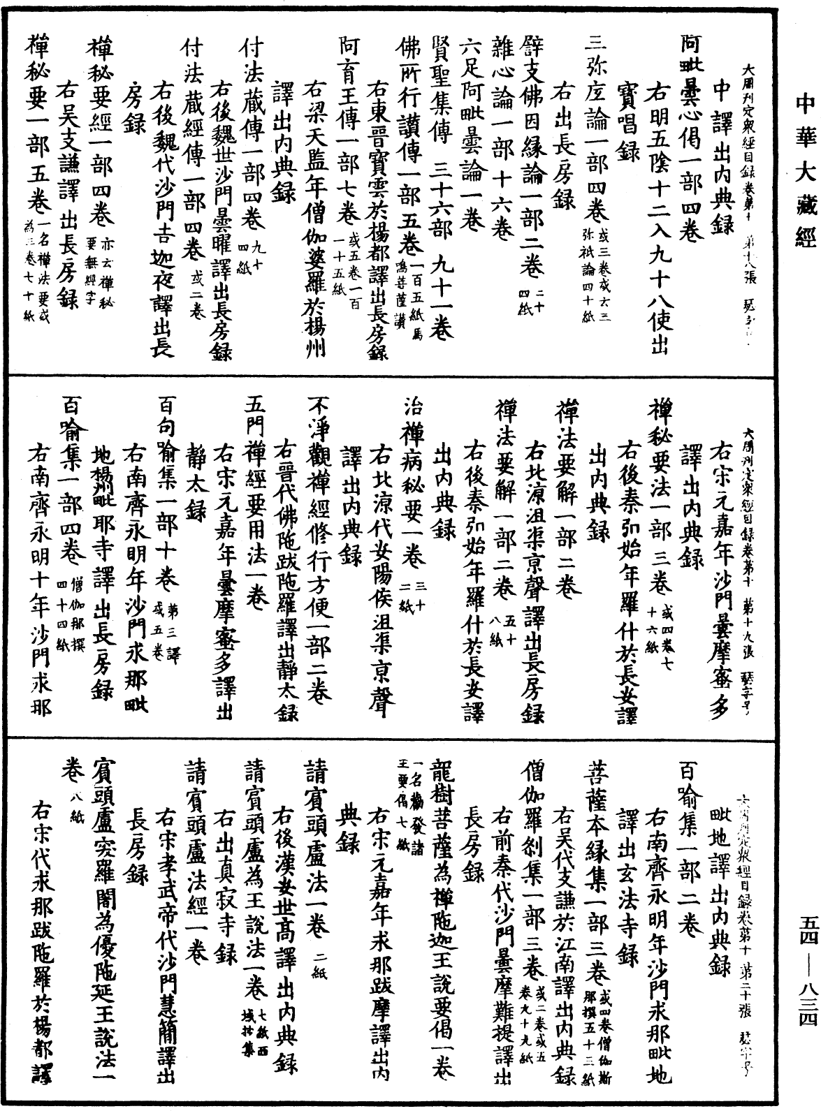 大周刊定眾經目錄《中華大藏經》_第54冊_第834頁