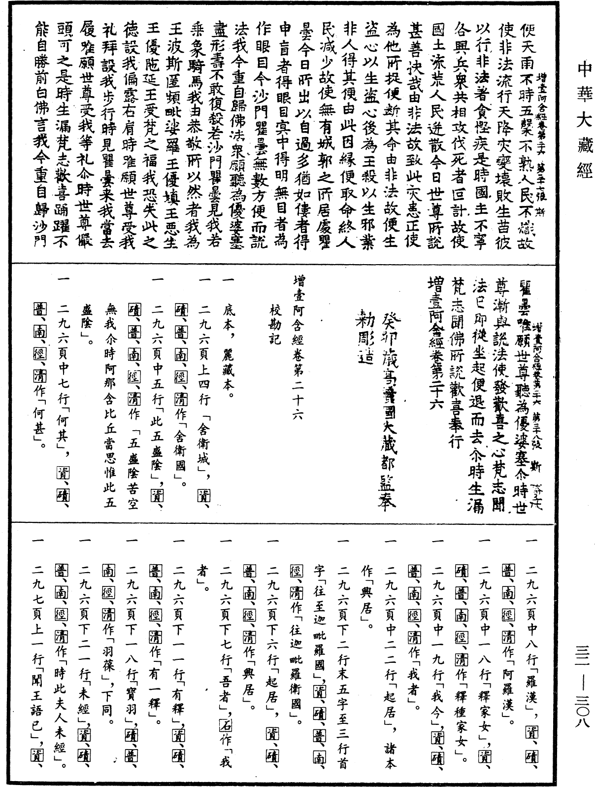 增壹阿含經《中華大藏經》_第32冊_第0308頁