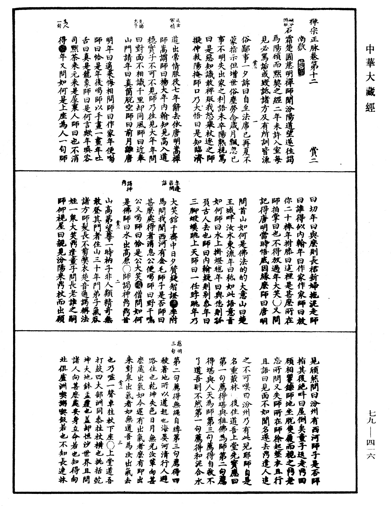 禅宗正脉《中华大藏经》_第79册_第416页