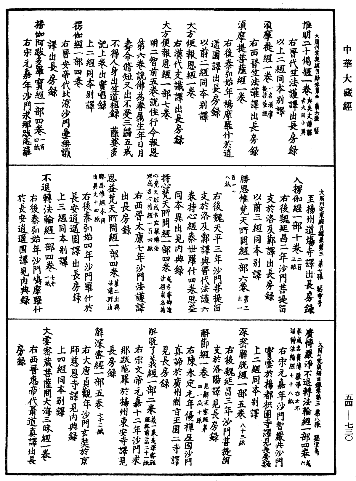 大周刊定眾經目錄《中華大藏經》_第54冊_第730頁