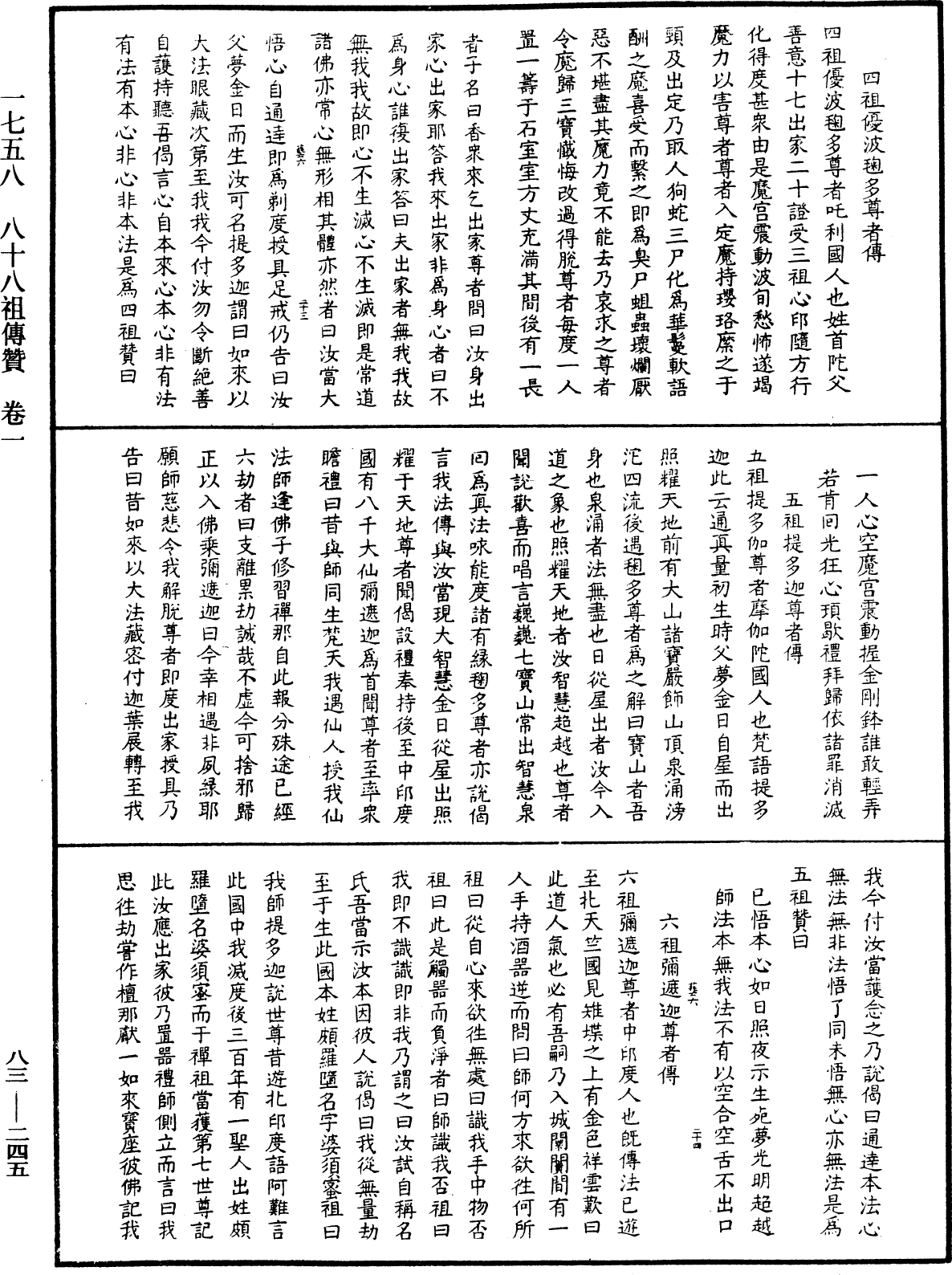 八十八祖傳贊《中華大藏經》_第83冊_第0245頁