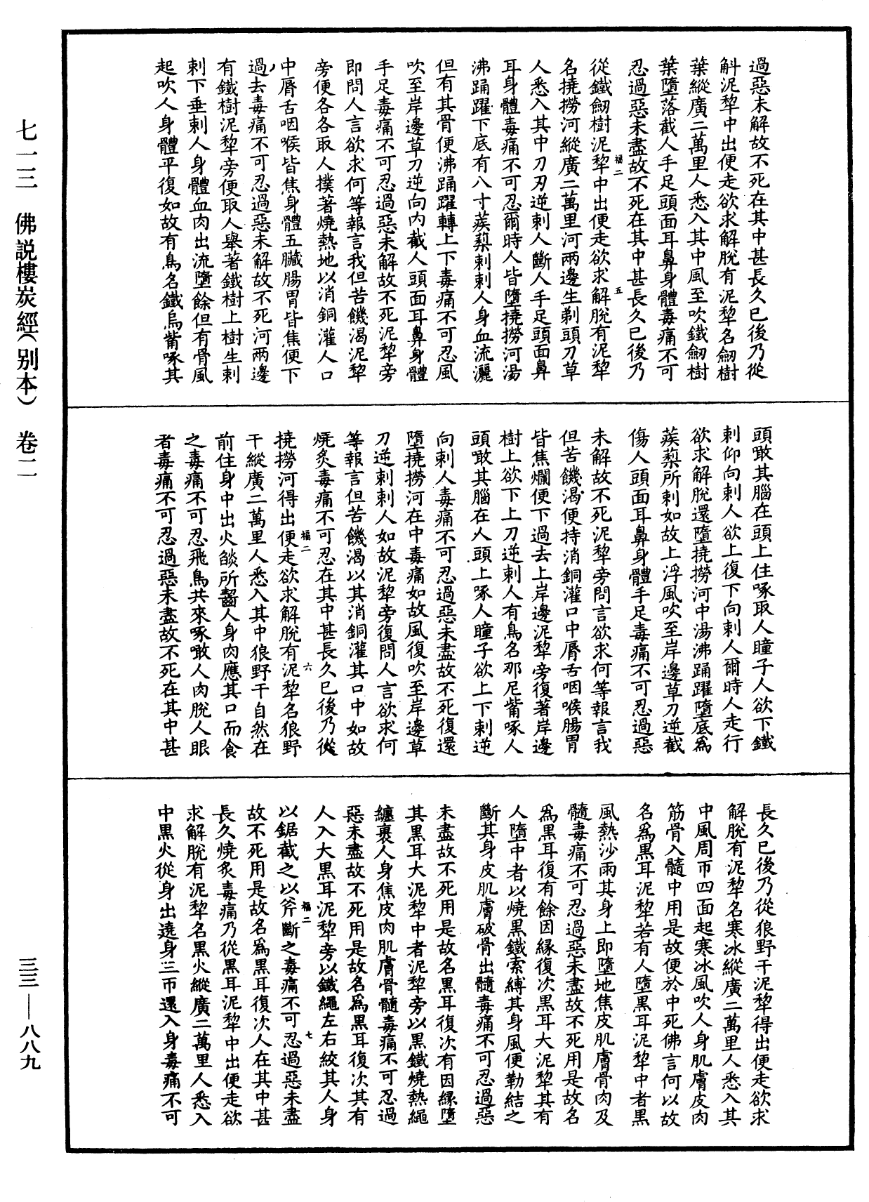 佛說樓炭經(別本)《中華大藏經》_第33冊_第0889頁