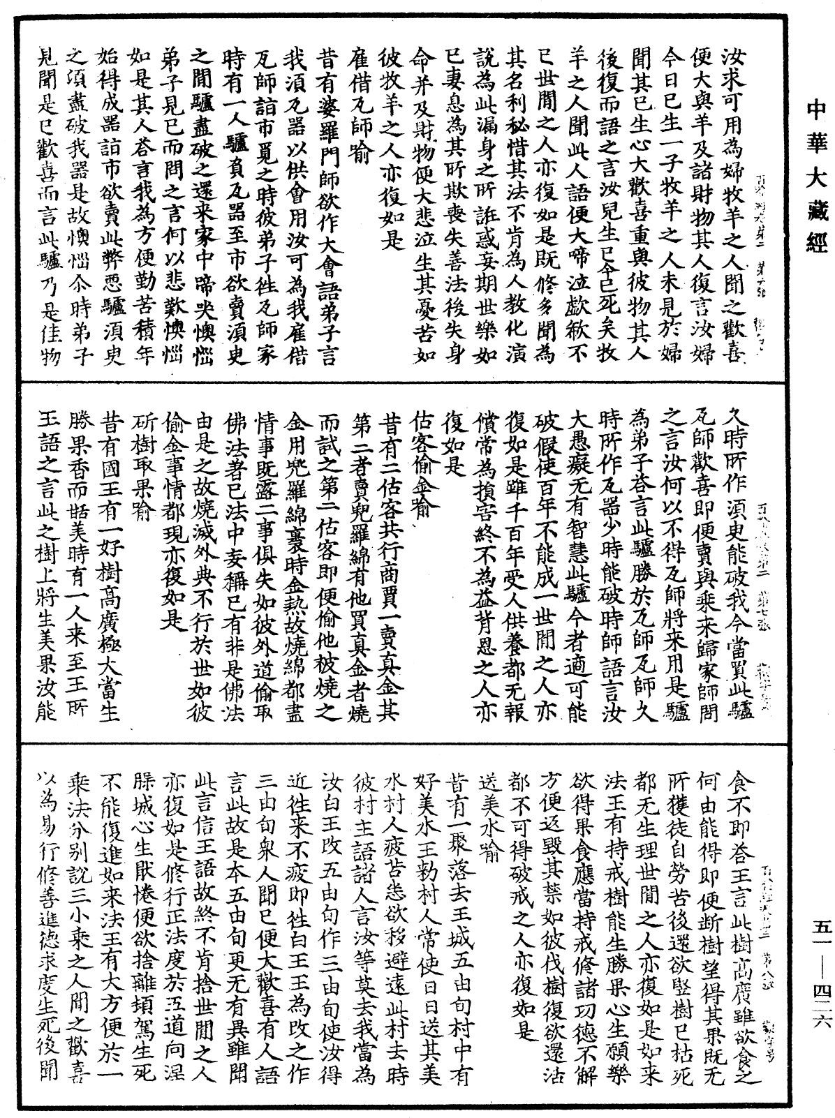 佛說百喻經《中華大藏經》_第51冊_第426頁