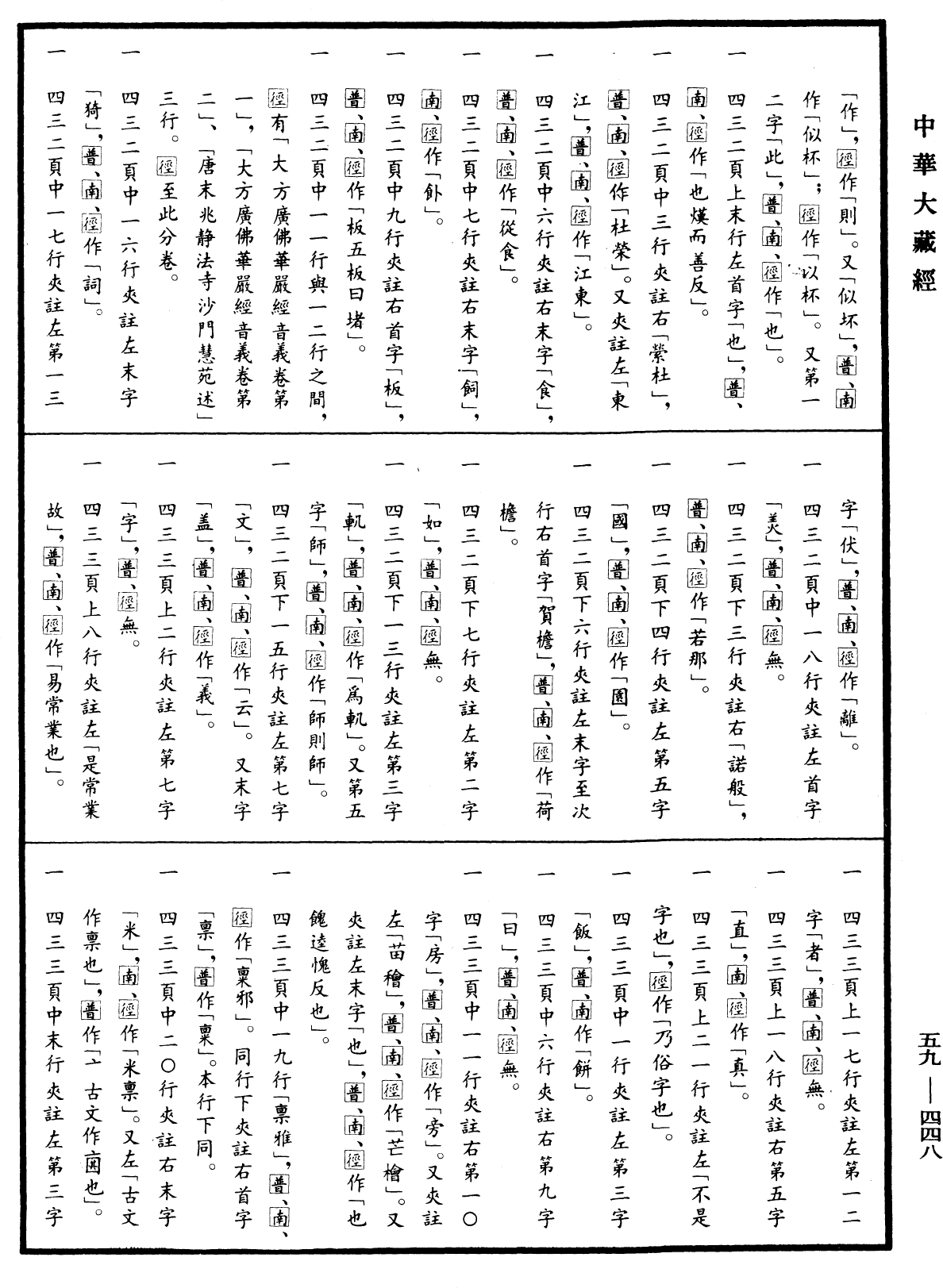 新譯大方廣佛華嚴經音義《中華大藏經》_第59冊_第0448頁