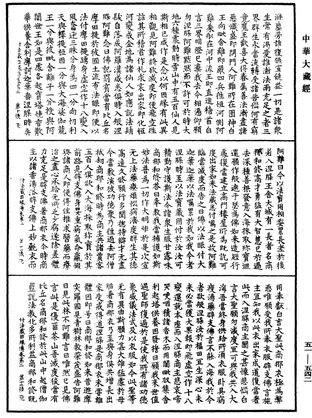 付法藏因緣傳《中華大藏經》_第51冊_第542頁