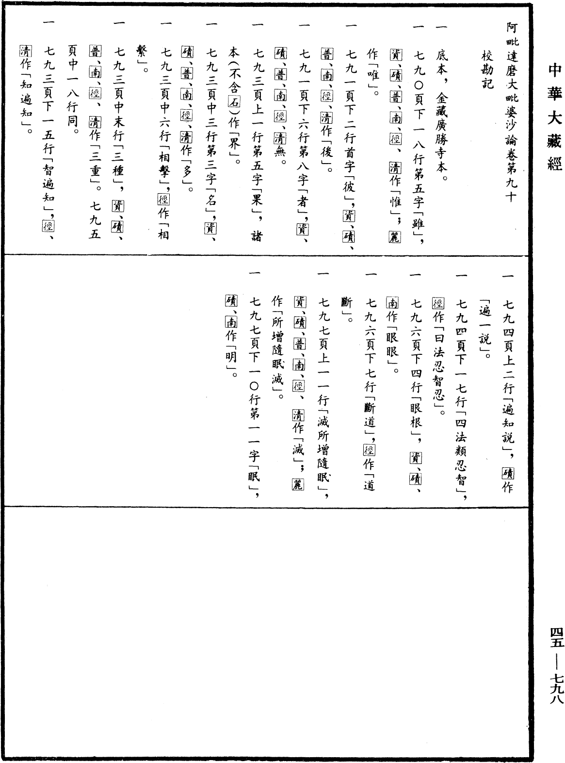 阿毗達磨大毗婆沙論《中華大藏經》_第45冊_第798頁90