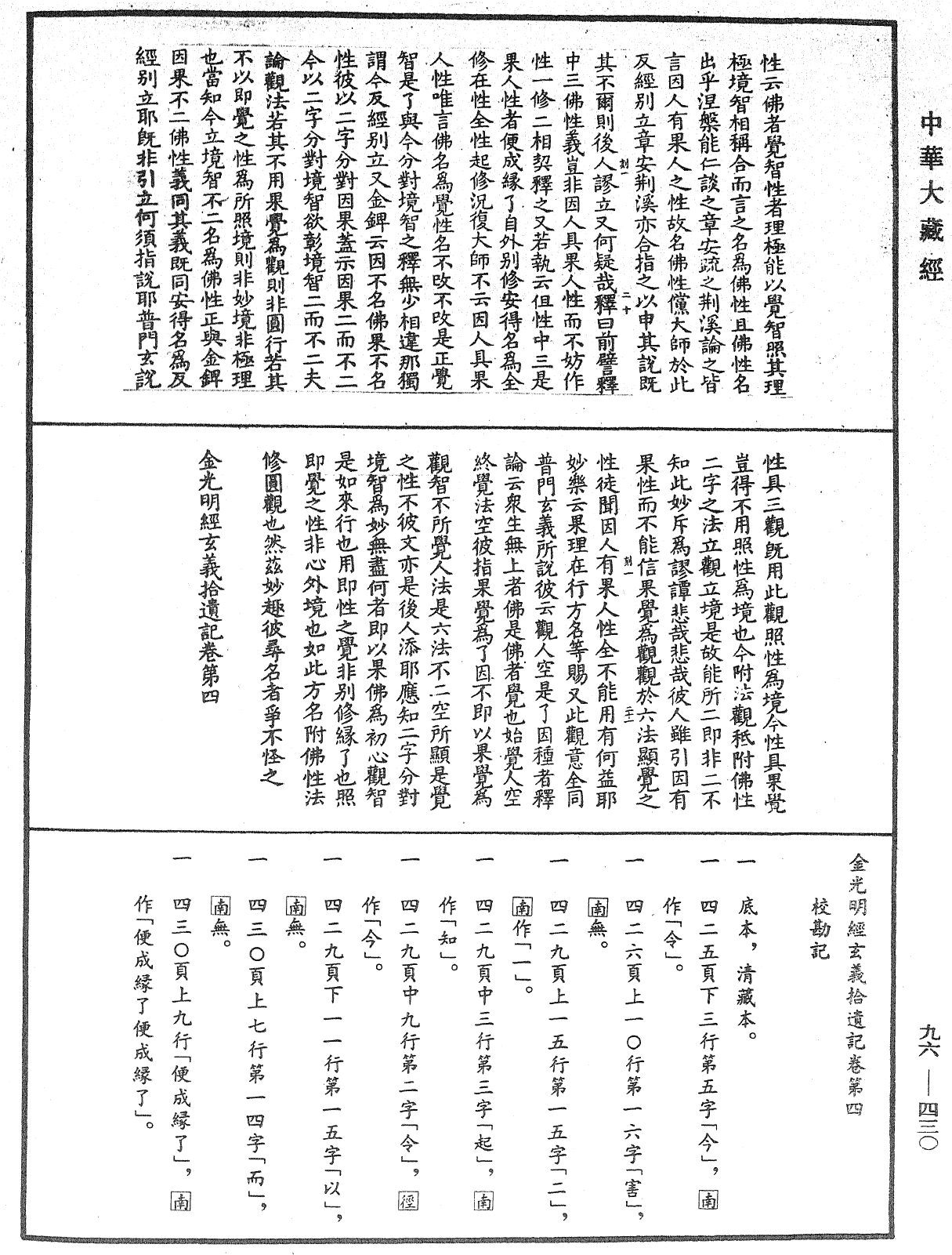 金光明經玄義拾遺記《中華大藏經》_第96冊_第430頁