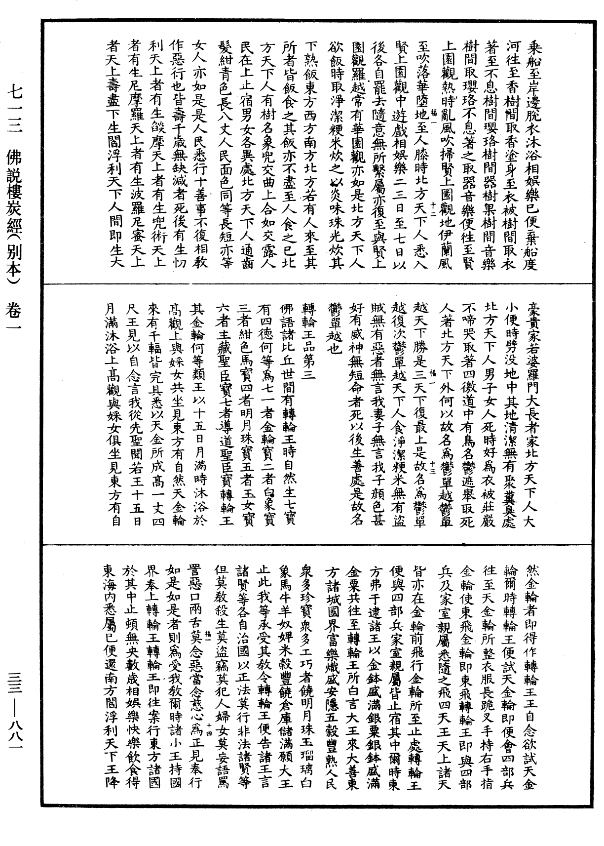 佛說樓炭經(別本)《中華大藏經》_第33冊_第0881頁