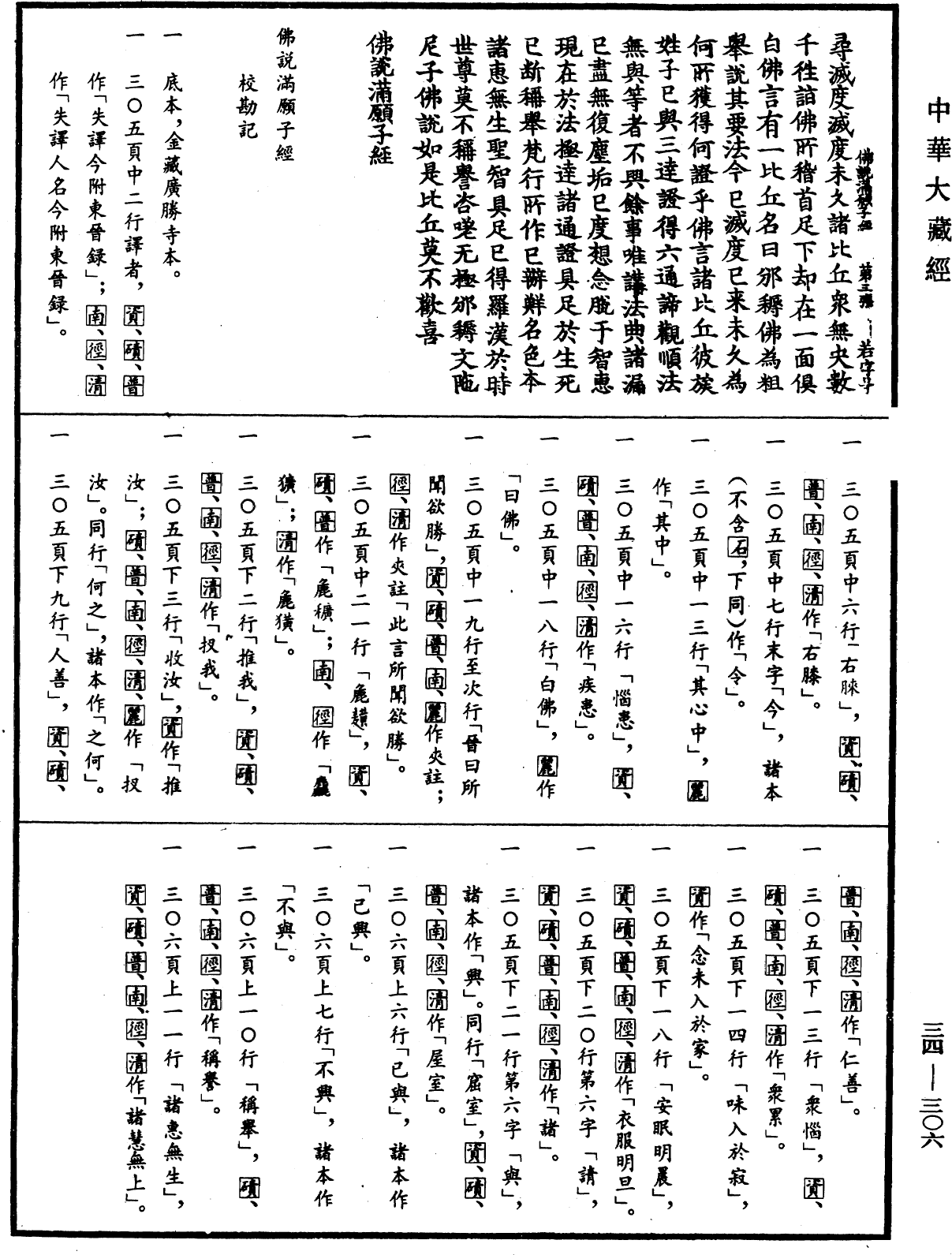 佛說滿願子經《中華大藏經》_第34冊_第0306頁