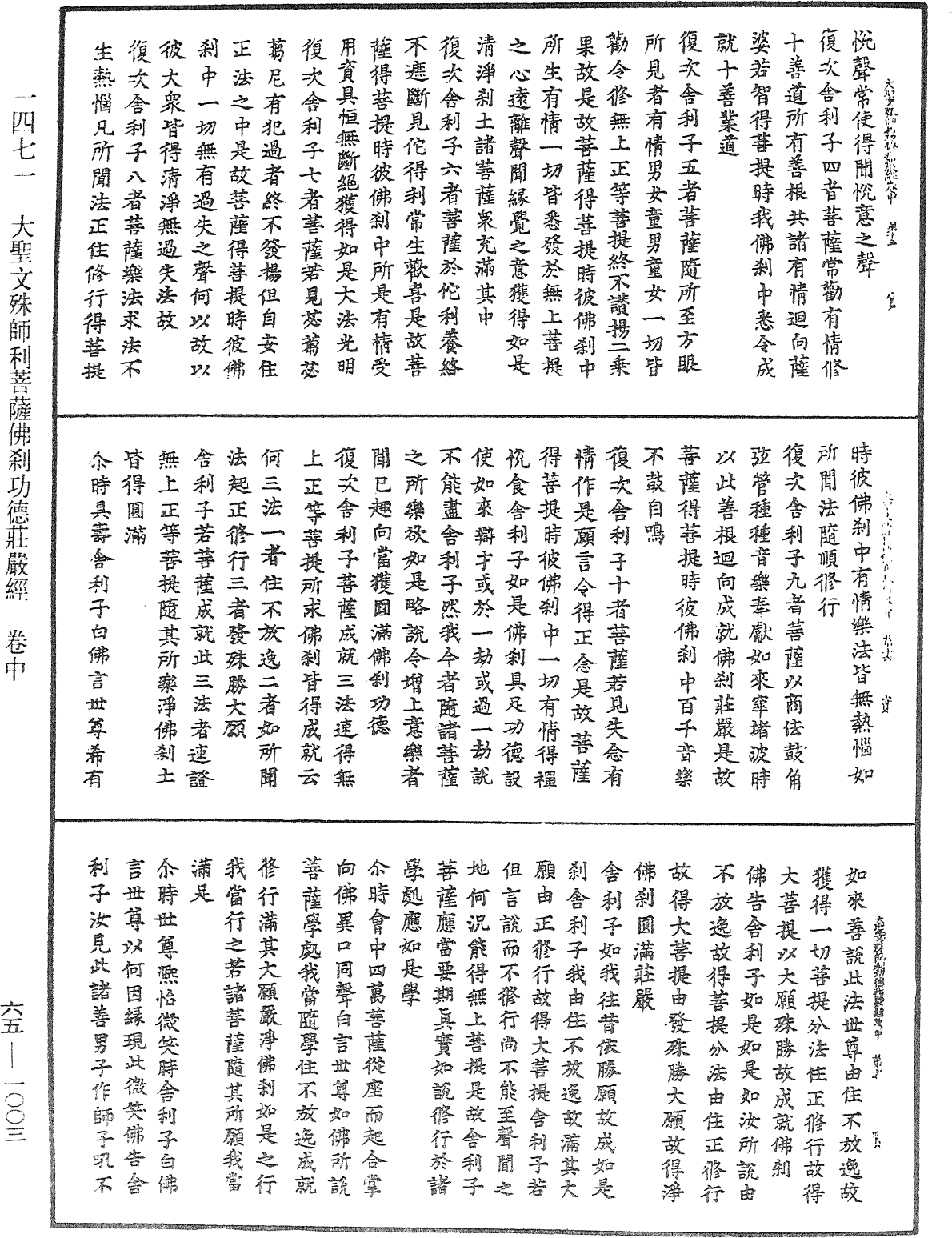 大圣文殊师利菩萨佛刹功德庄严经《中华大藏经》_第65册_第1003页