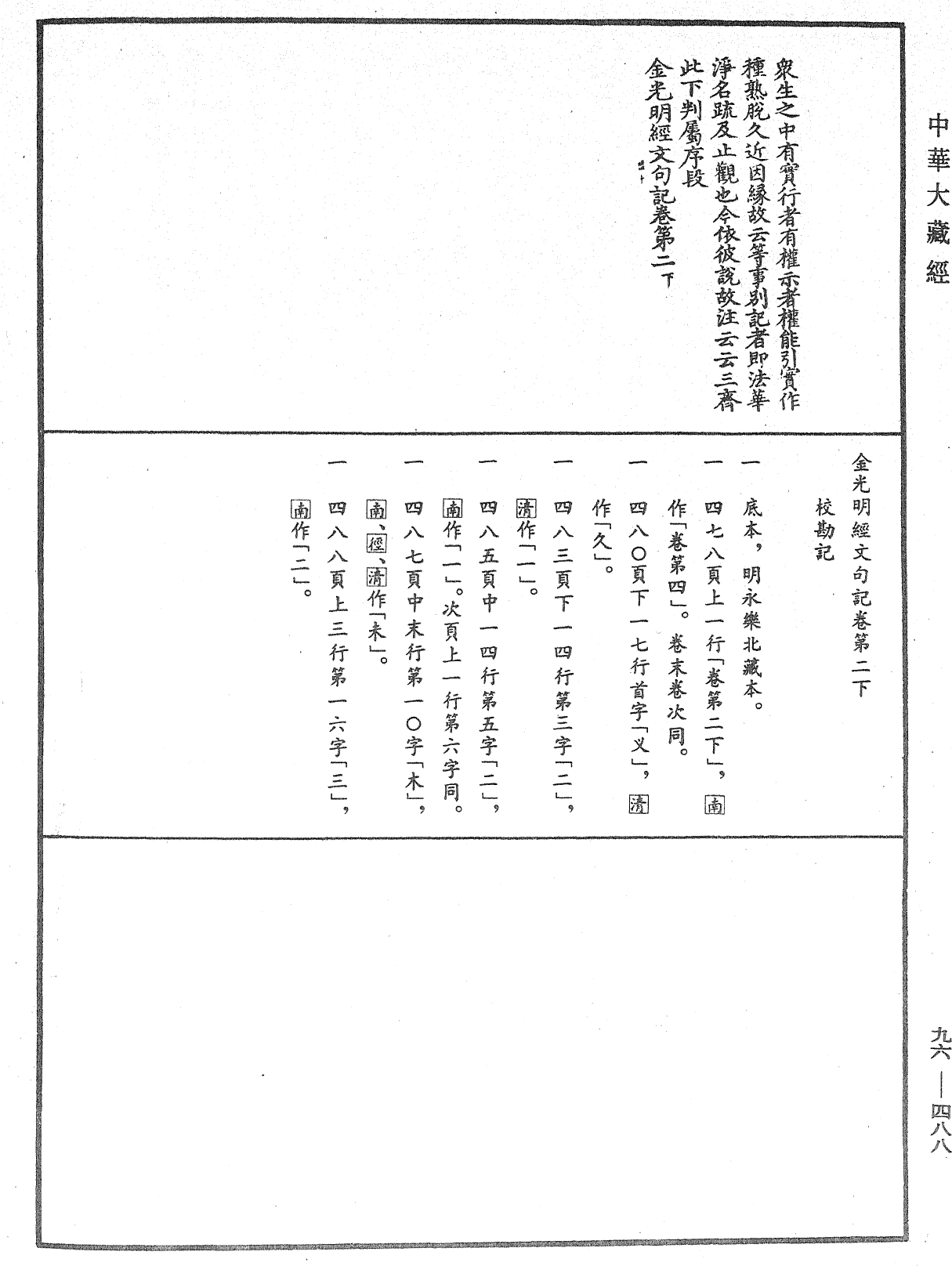 金光明經文句記《中華大藏經》_第96冊_第488頁