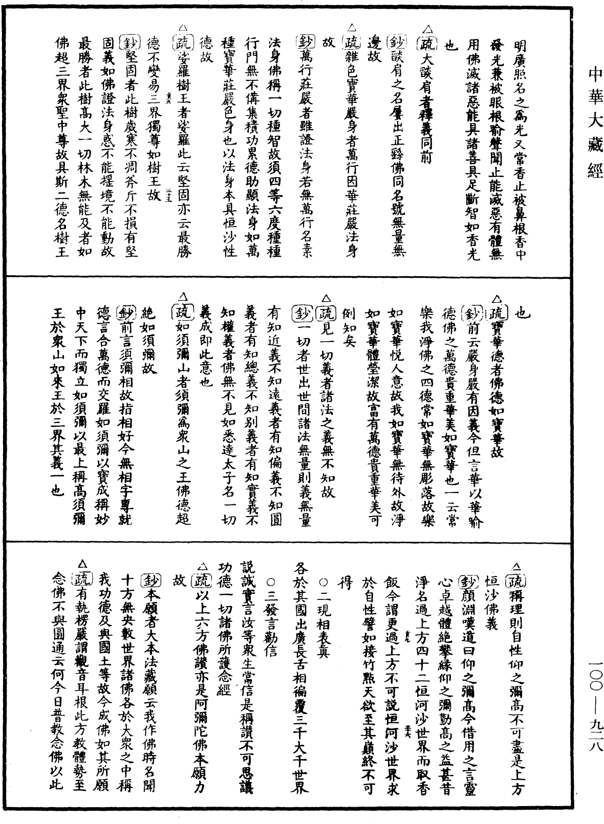 佛說阿彌陀經疏鈔《中華大藏經》_第100冊_第928頁