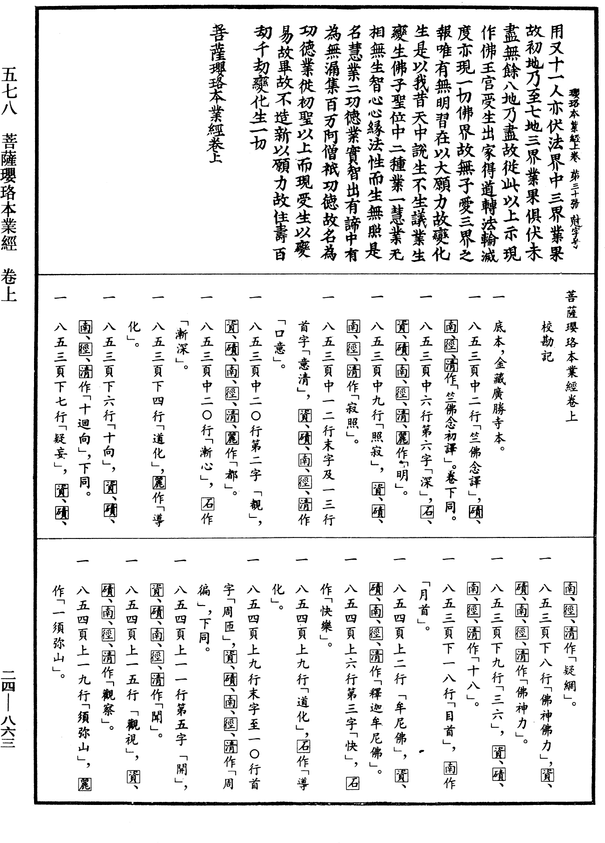 菩薩瓔珞本業經《中華大藏經》_第24冊_第863頁