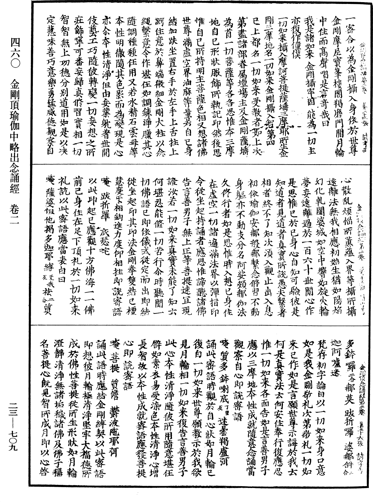 金剛頂瑜伽中略出念誦經《中華大藏經》_第23冊_第709頁