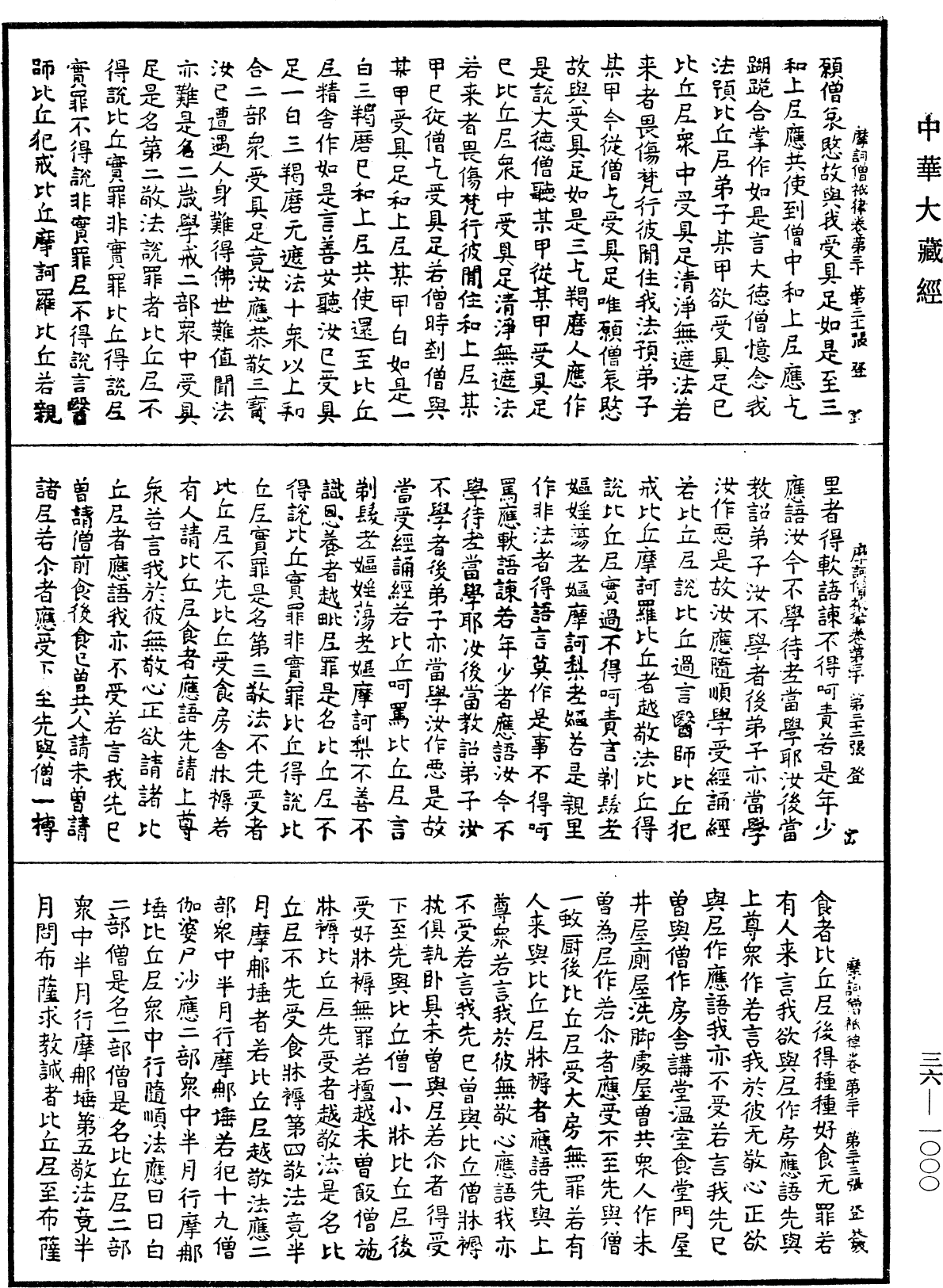 摩訶僧祇律《中華大藏經》_第36冊_第1000頁