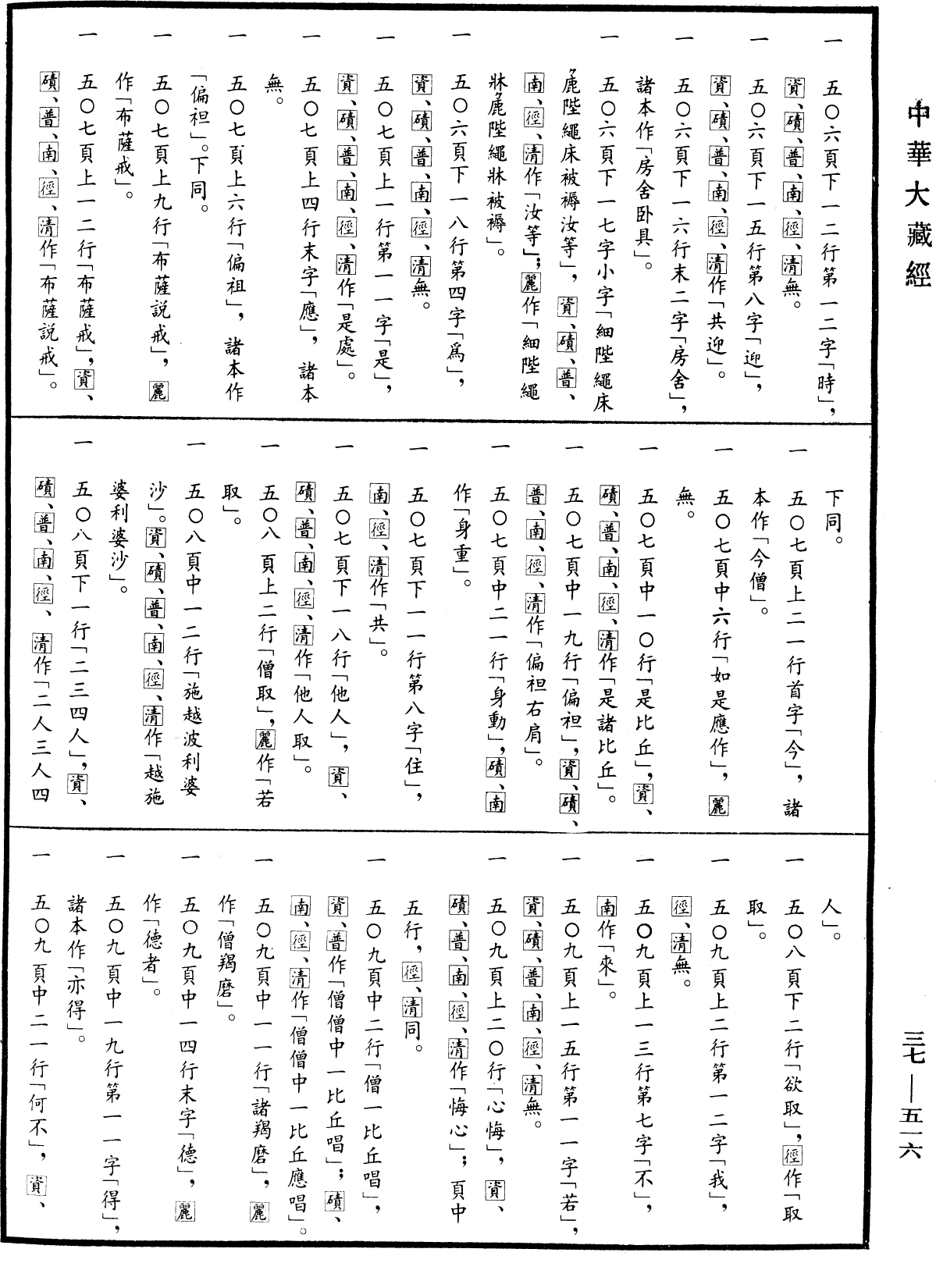 十誦律《中華大藏經》_第37冊_第516頁