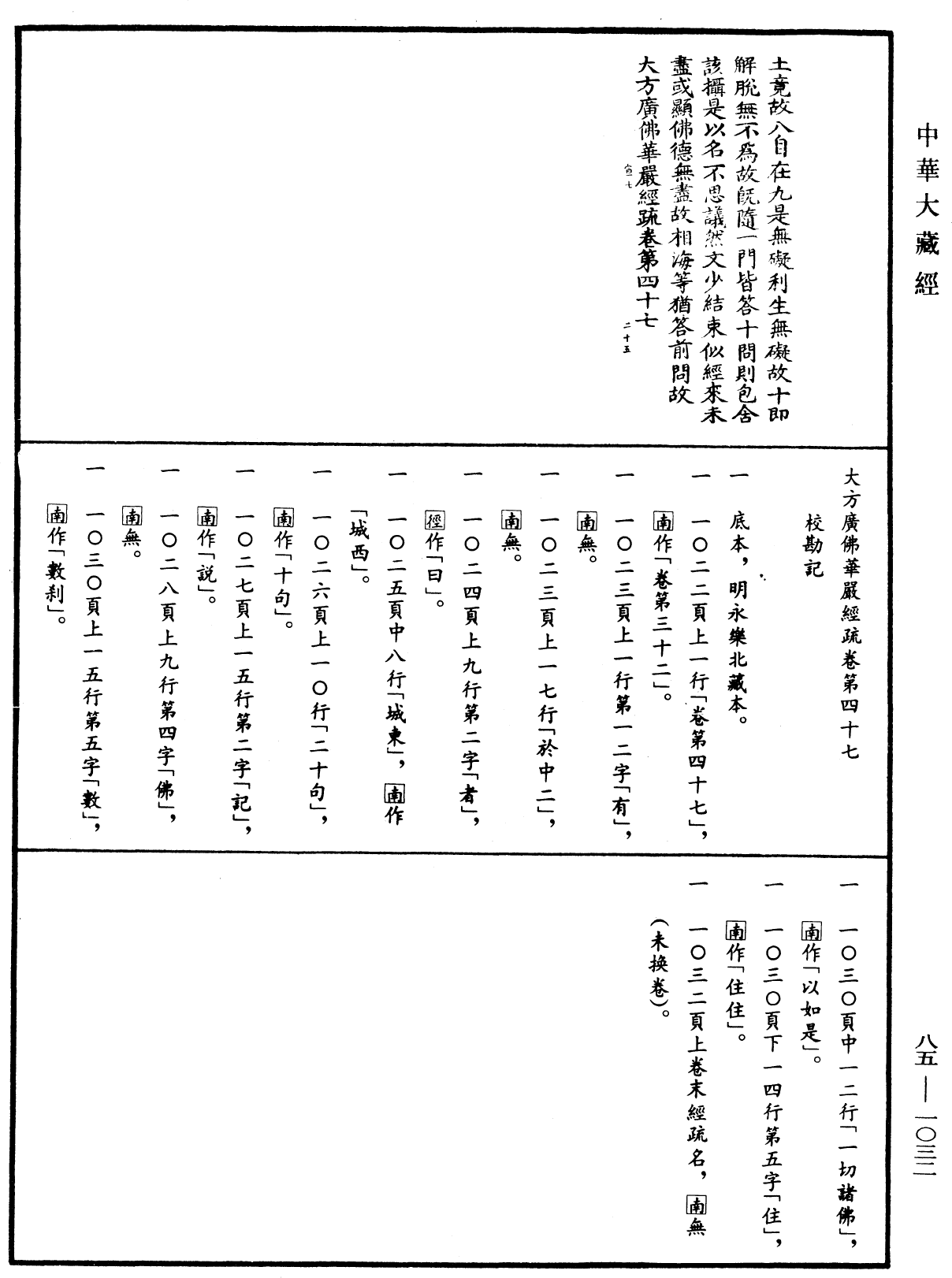 大方廣佛華嚴經疏《中華大藏經》_第85冊_第1032頁