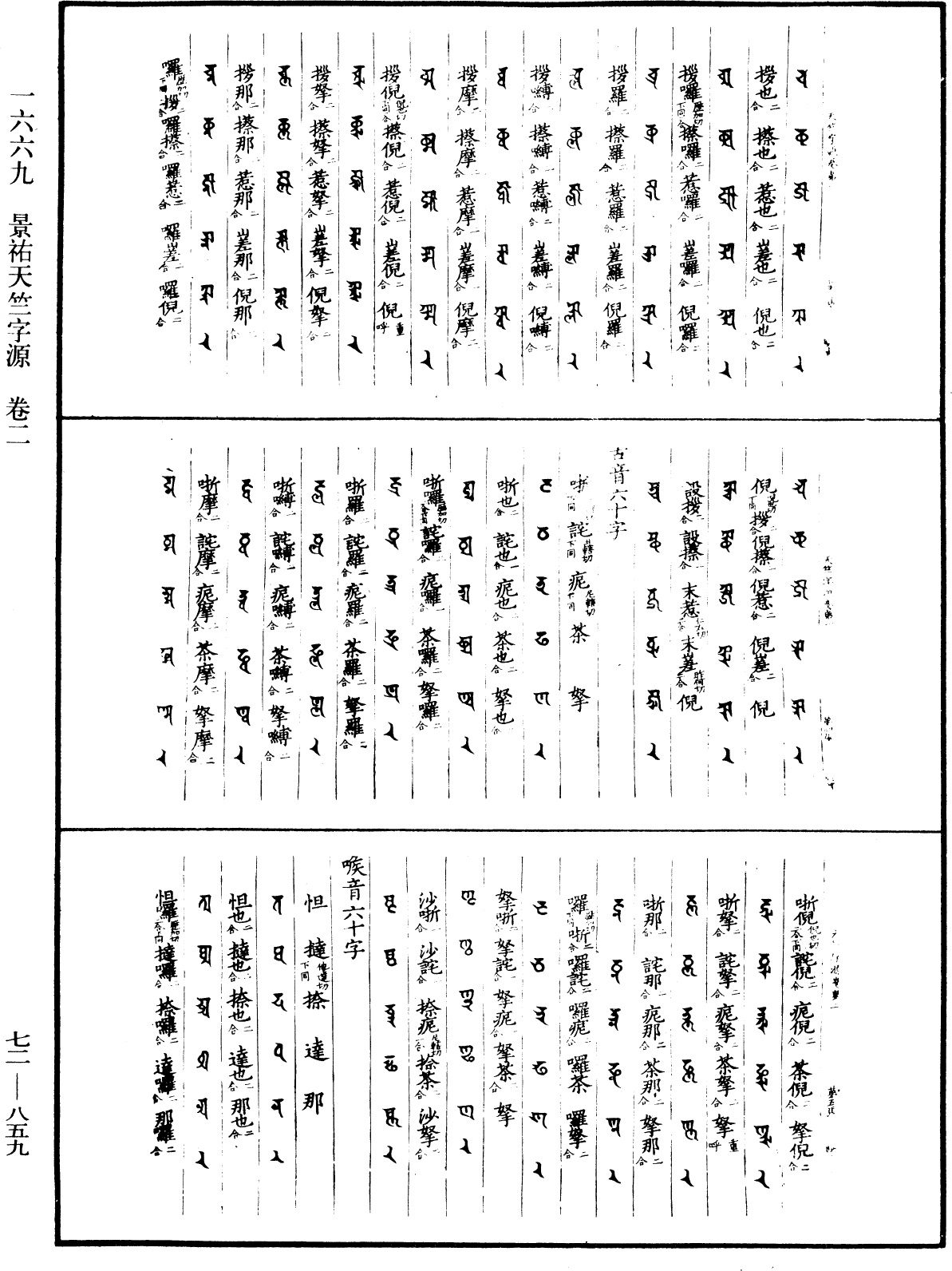 景祐天竺字源《中華大藏經》_第72冊_第859頁