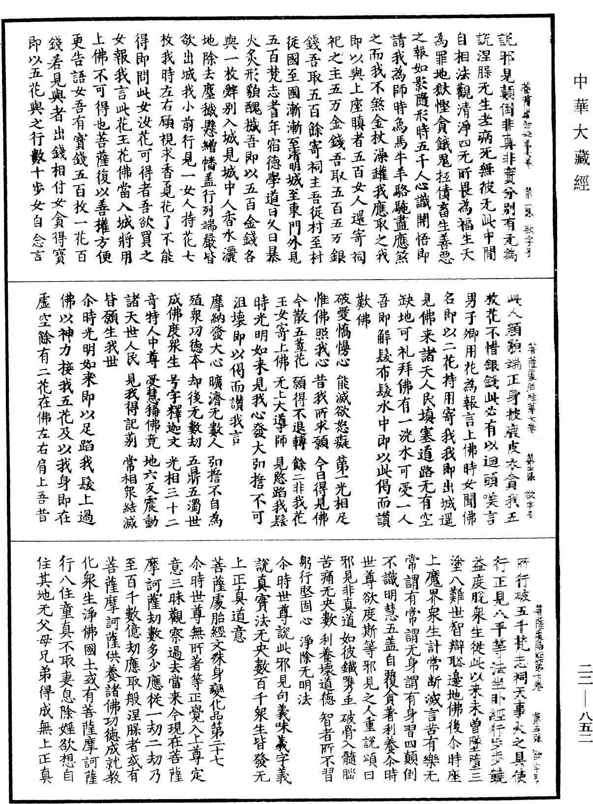 菩薩處胎經《中華大藏經》_第22冊_第852頁