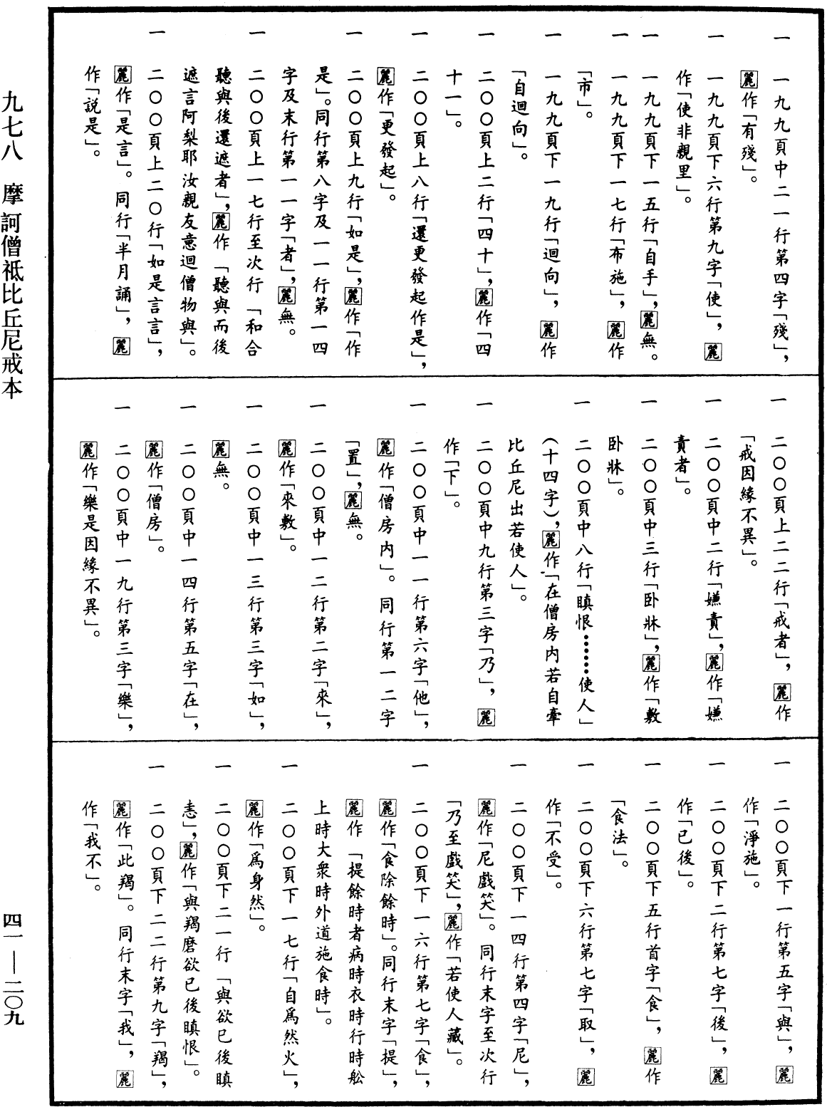 摩訶僧祇比丘尼戒本《中華大藏經》_第41冊_第209頁