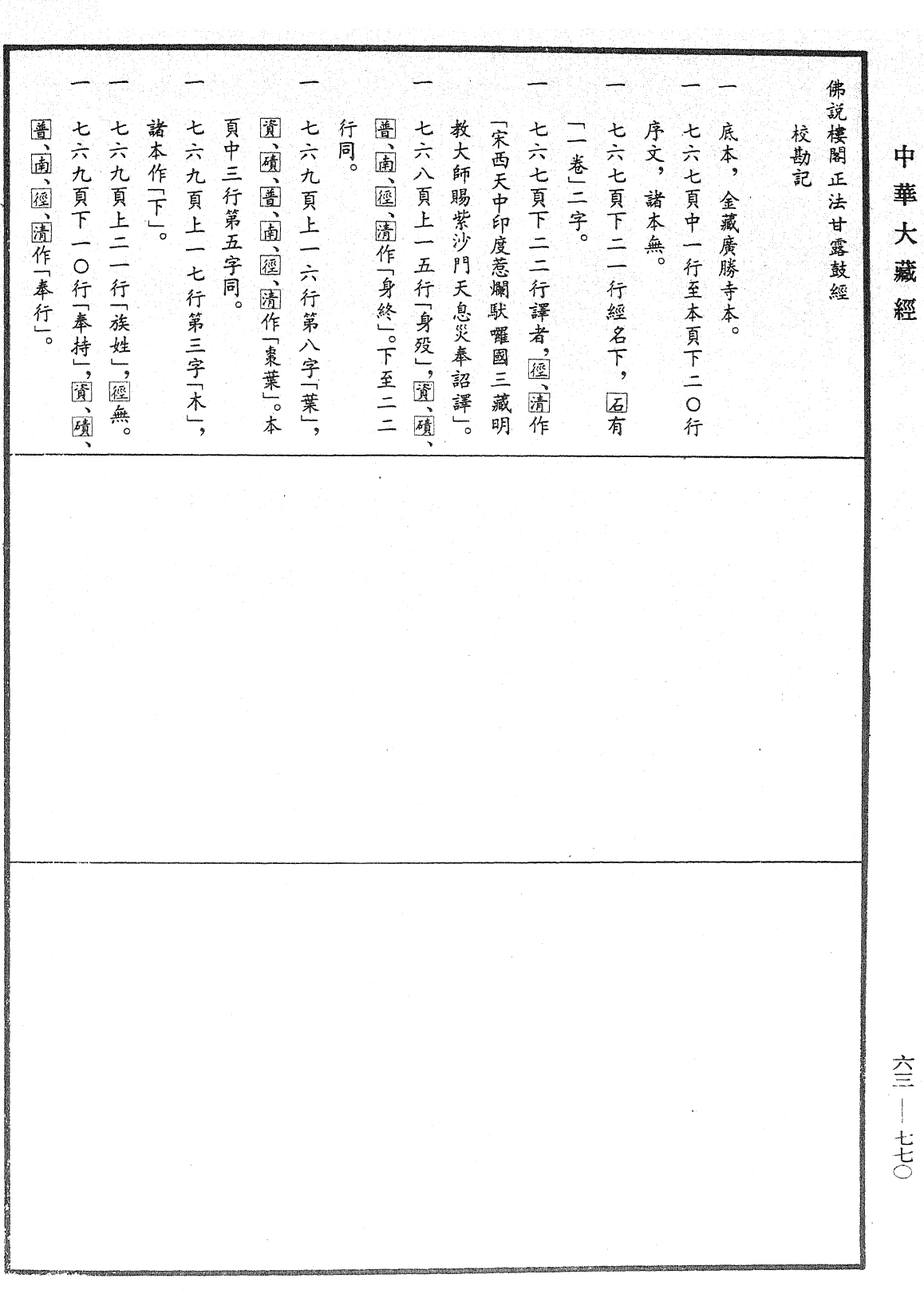 佛說樓閣正法甘露鼓經《中華大藏經》_第63冊_第0770頁