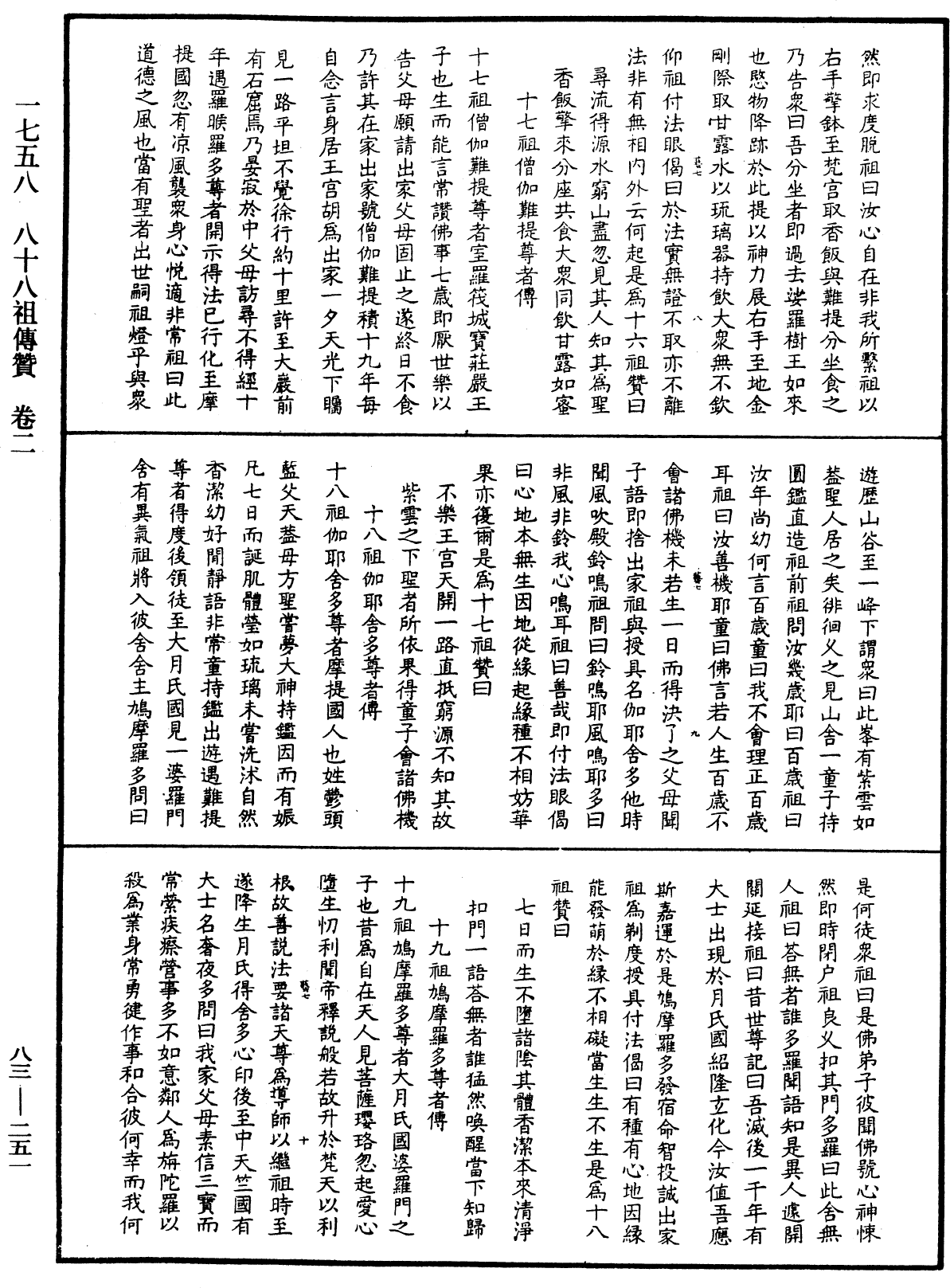 八十八祖傳贊《中華大藏經》_第83冊_第0251頁