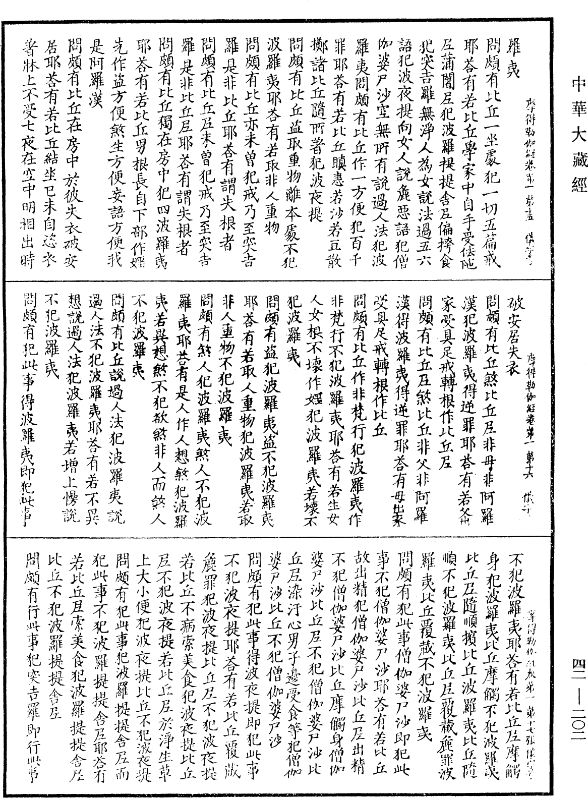 萨婆多部毗尼摩得勒伽经《中华大藏经》_第42册_第202页