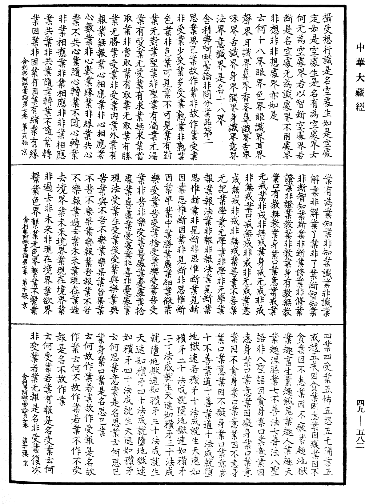 舍利弗阿毗曇論《中華大藏經》_第49冊_第0582頁